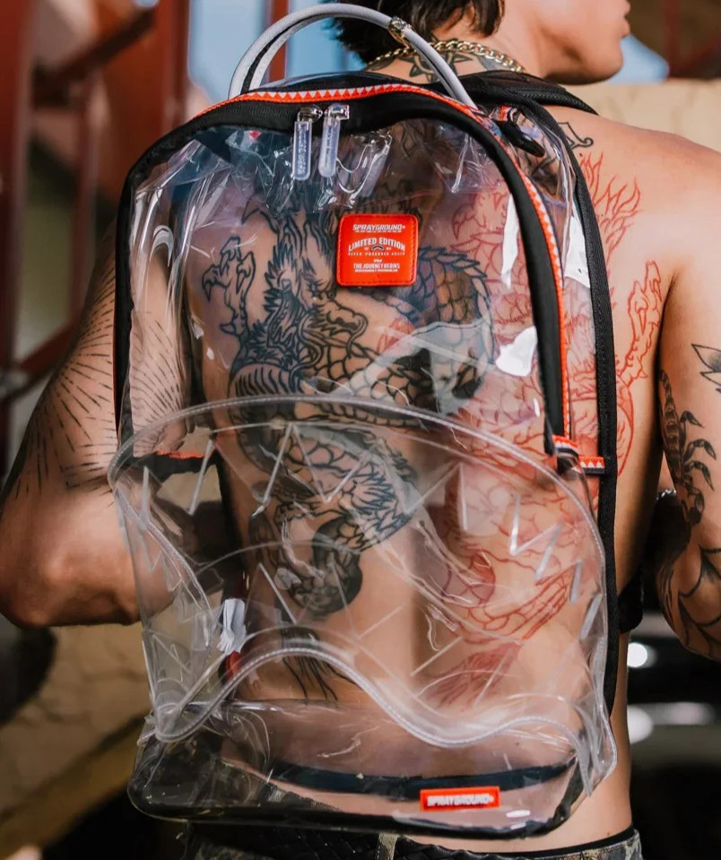 Sprayground 100% Transparent Backpack🔥New VSM Piping Clear Bookbag School Bag