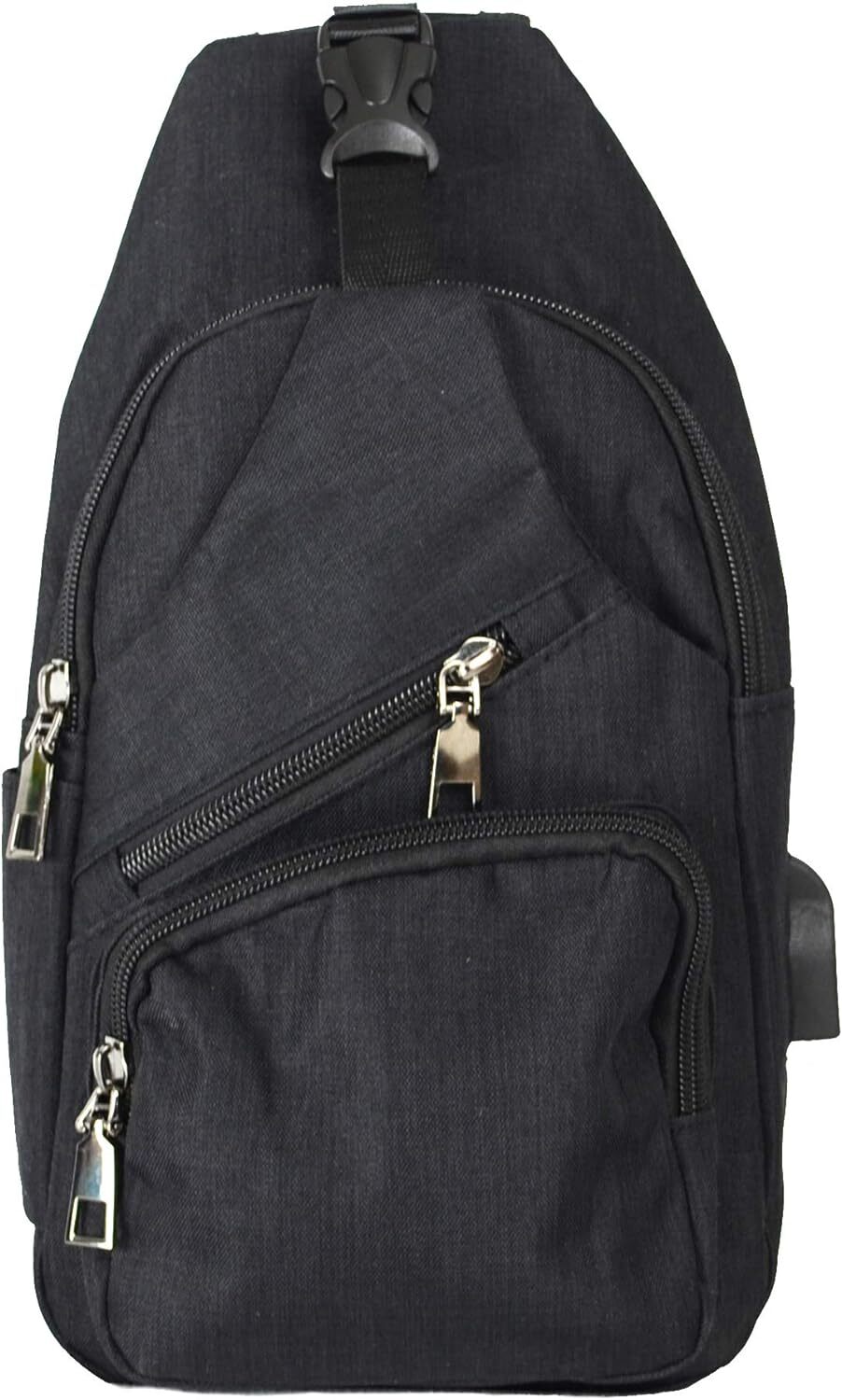 Nupouch Anti-Theft Daypack Crossbody Sling Backpack, USB Regular, Black