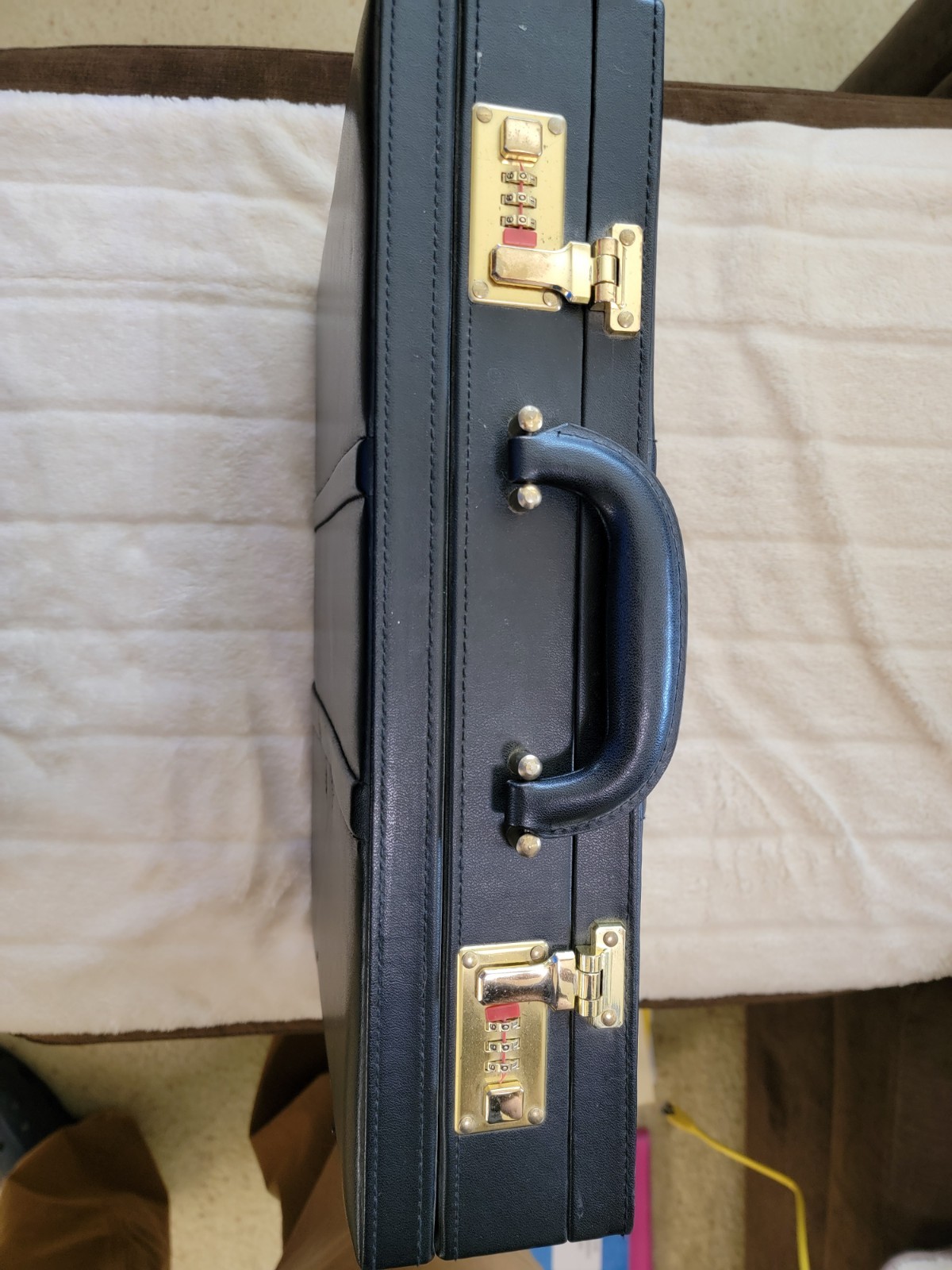 Black Briefcase with Double Locking Feature Slight Damage See Photos