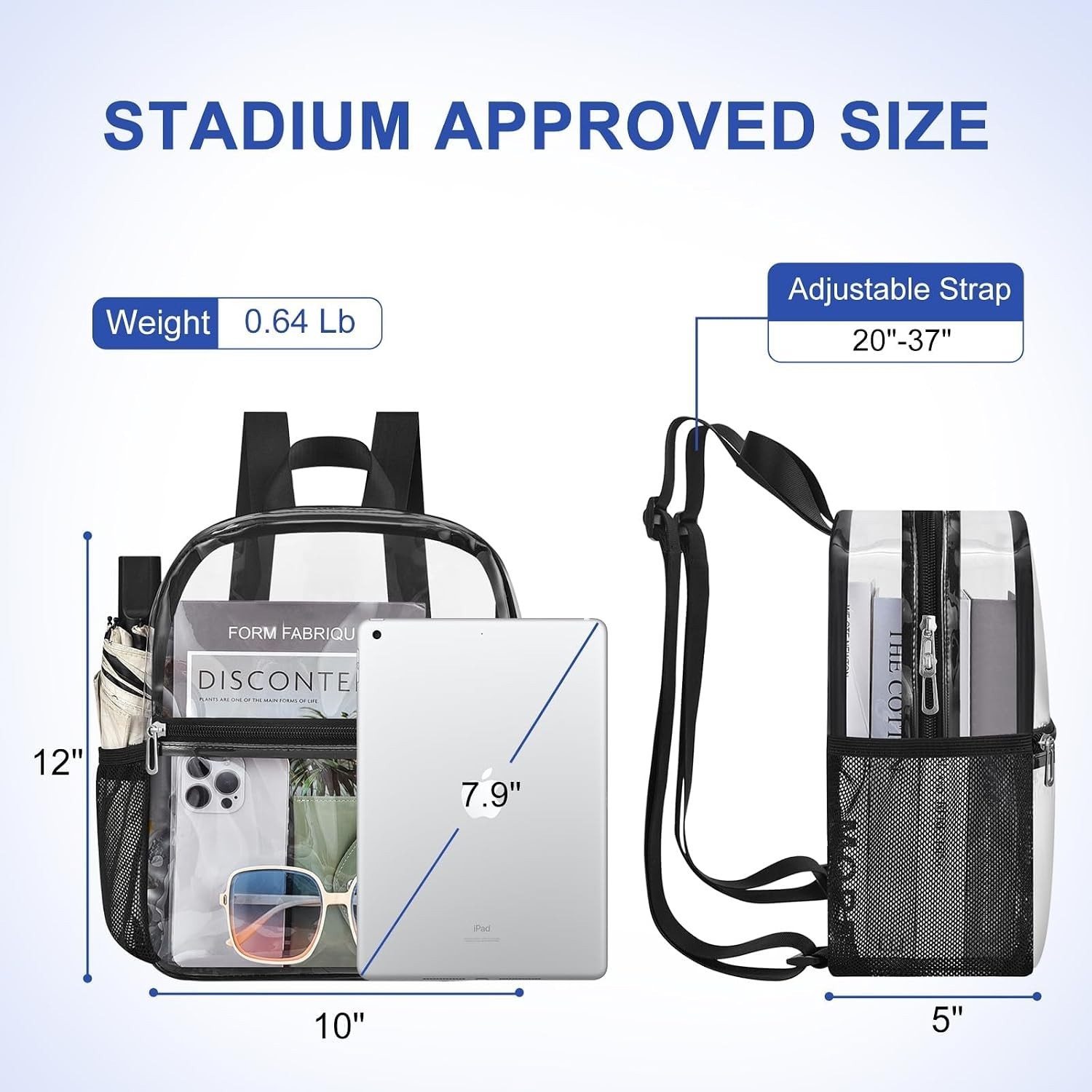 Versatile Clear Sports Backpack – 4 Pocket Design for Maximum Organization