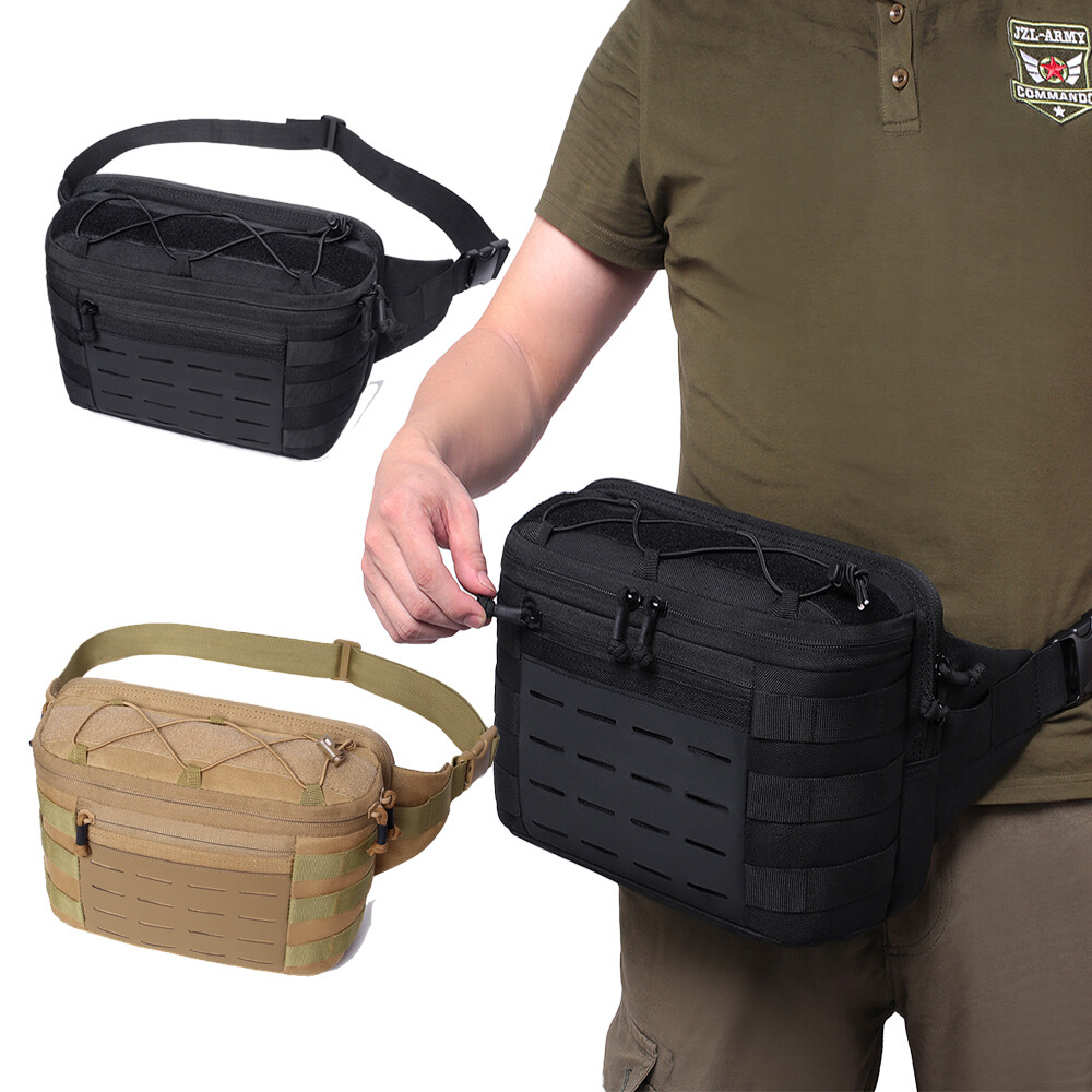 Men Tactical Waist Pack Multifunctional Waterproof Chest Bags for Outdoor Sports