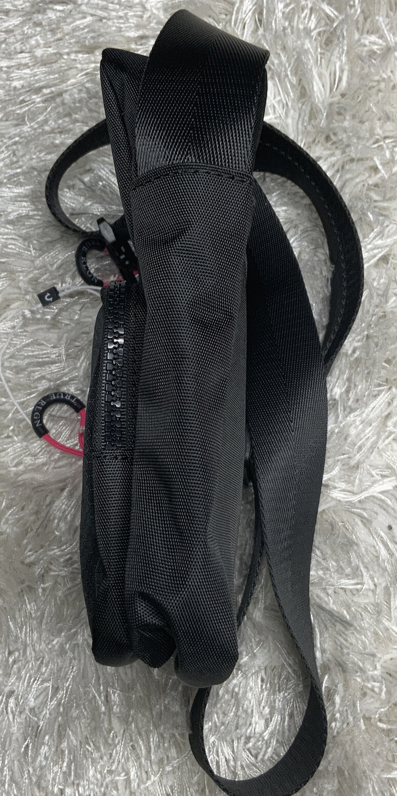 True Religion Men’s Black Adjustable Strap Pink Logo Crossbody Shoulder Bag NWT