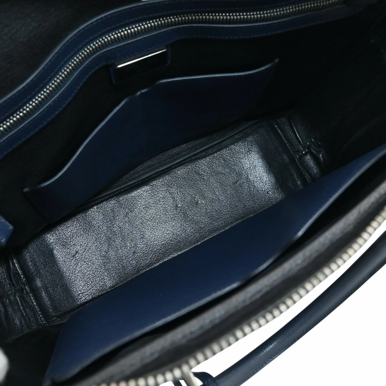 PRADA Triangle Logo Saffiano Briefcase Tote Bag Business Bag Navy B Rank Pr5843V
