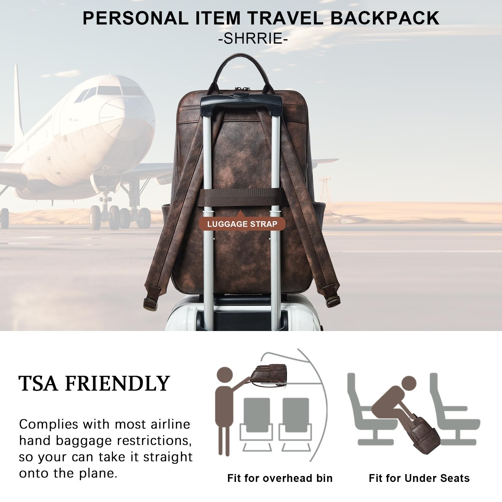 Leather 17 inch Laptop Backpack for Women, Large Travel Backpack Purse for Ca…