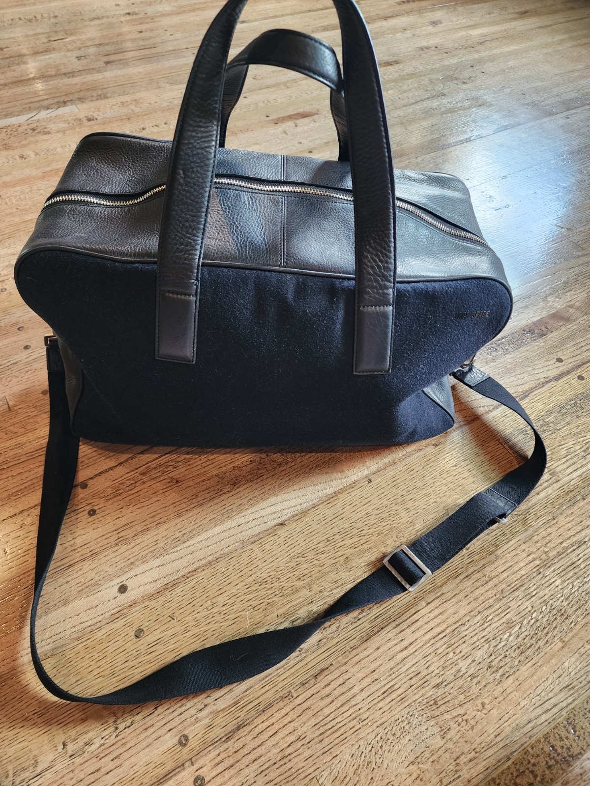 Jack Spade Duffle Weekender Travel Bag Cow Leather/wool