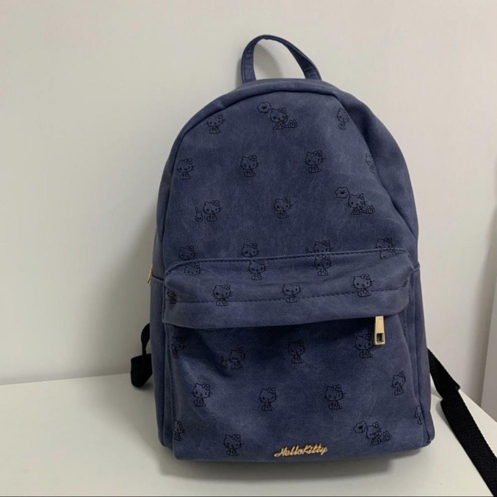 Sanrio Hello Kitty Blue Cowboy Style Leather Backpack Shoulder Bag Card Holder