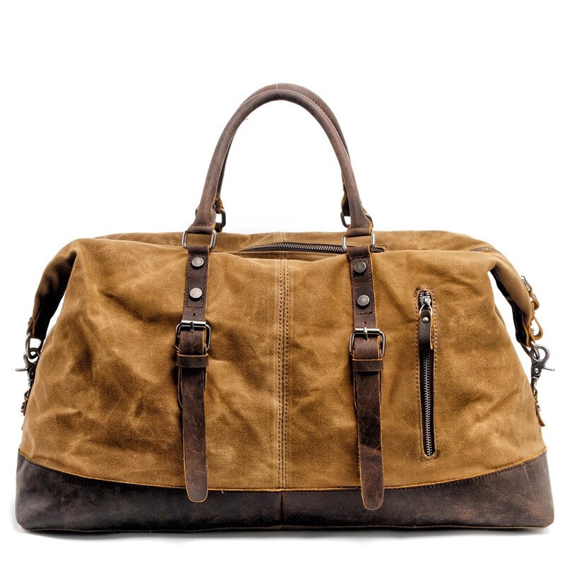 Mens Large Capacity Travel Bag Oil Wax Canvas Handbag Crossbody Luggage Bags