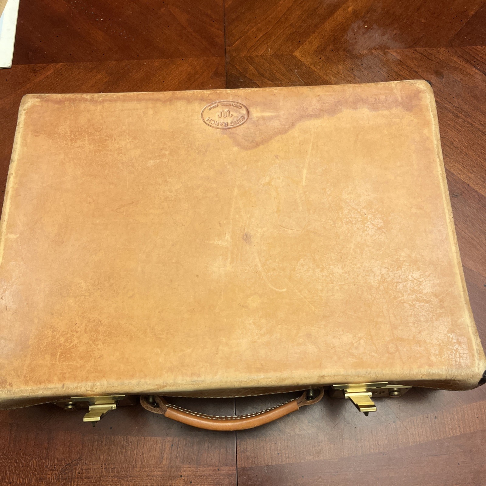 Rare Vintage King Ranch Leather Attaché Case Kingsville TX Briefcase MNL