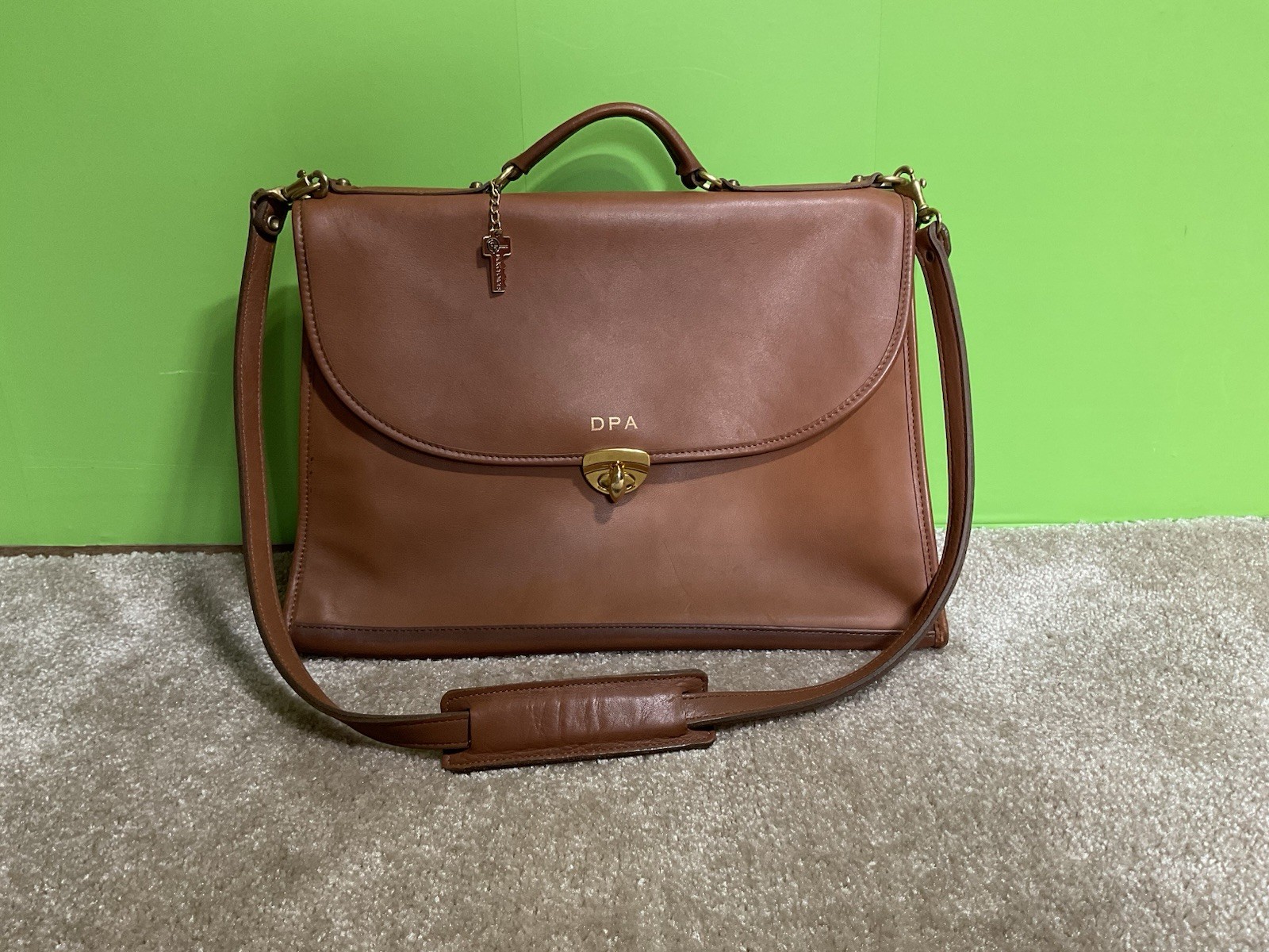 Vintage Jack Georges USA Leather Briefcase Messenger Satchel Bag Cognac Brown