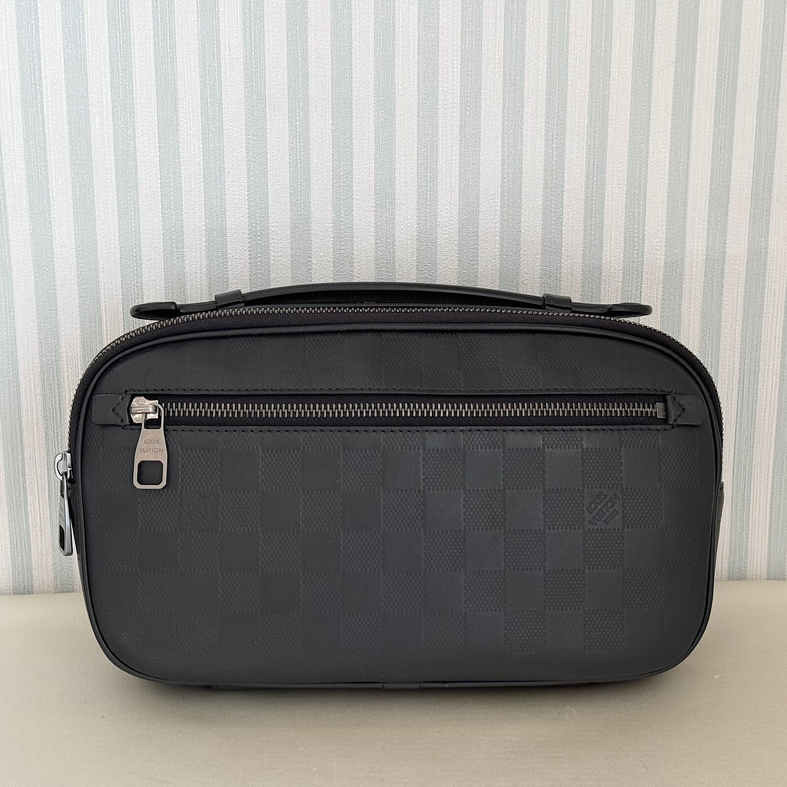 Louis Vuitton Damier Anfini Ambler Bum Waist Bag Black N41288 FO3104 Fanny