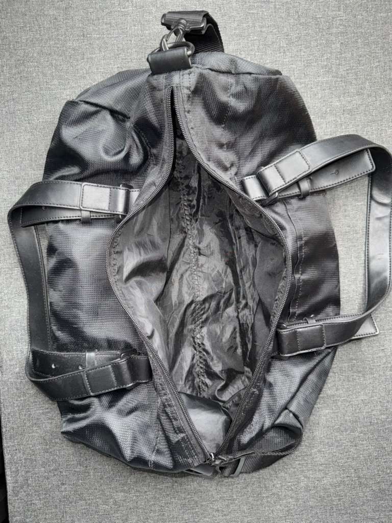 Armani Exchange AX Black Duffle Bag Tech Fabric Gym Travel Weekender