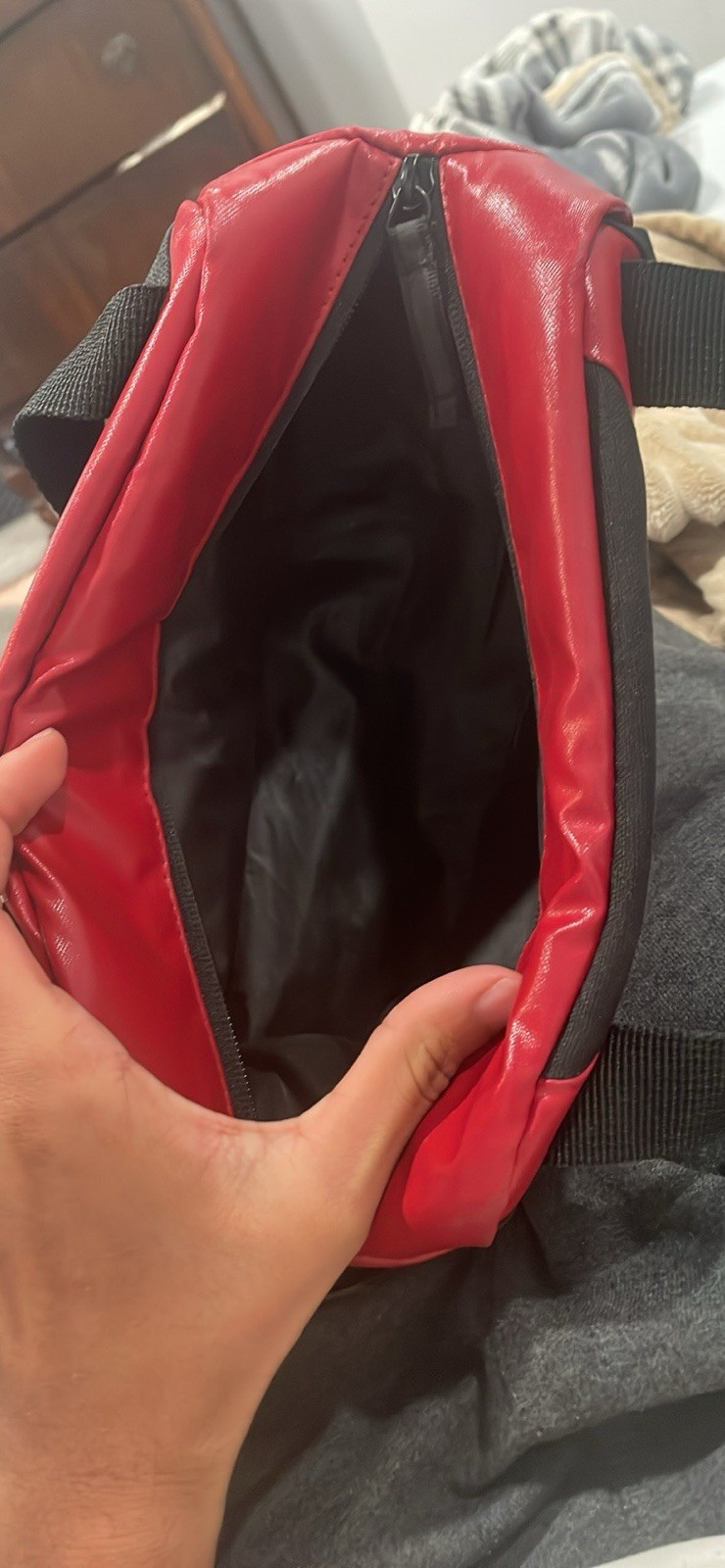Jordan Red/Black Small Crossbody Bag Solid Pattern Zip Closure Unisex