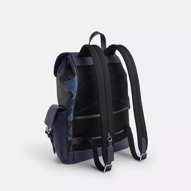 NWT COACH MEN’S Clark Backpack In Signature Camo Print Silver/Blue Multi cdc20