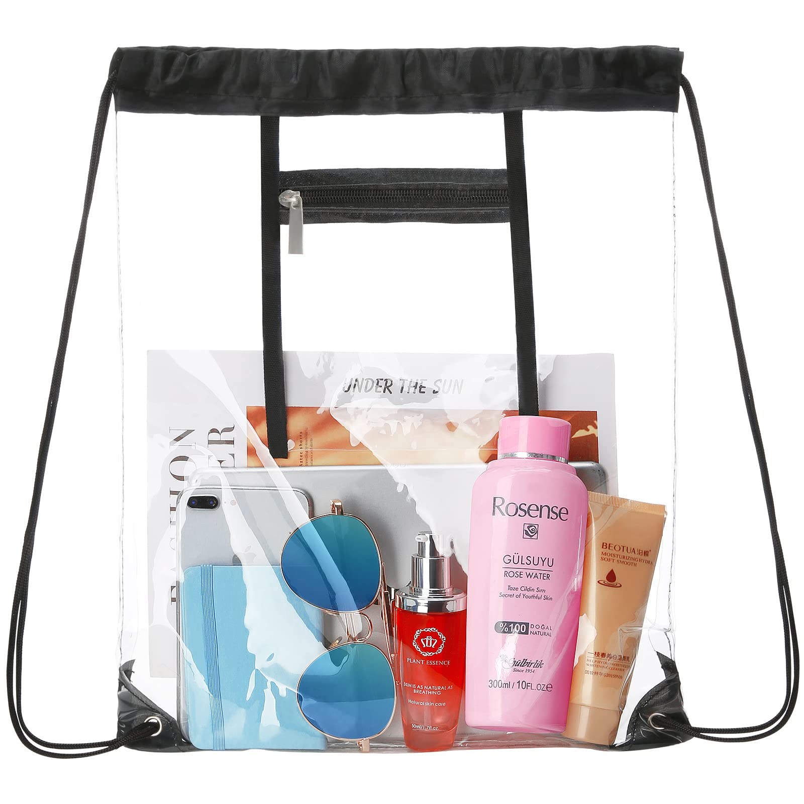 2 PACK Clear Drawstring Bag Stadium Approved, See Through PVC Drawstring bags…