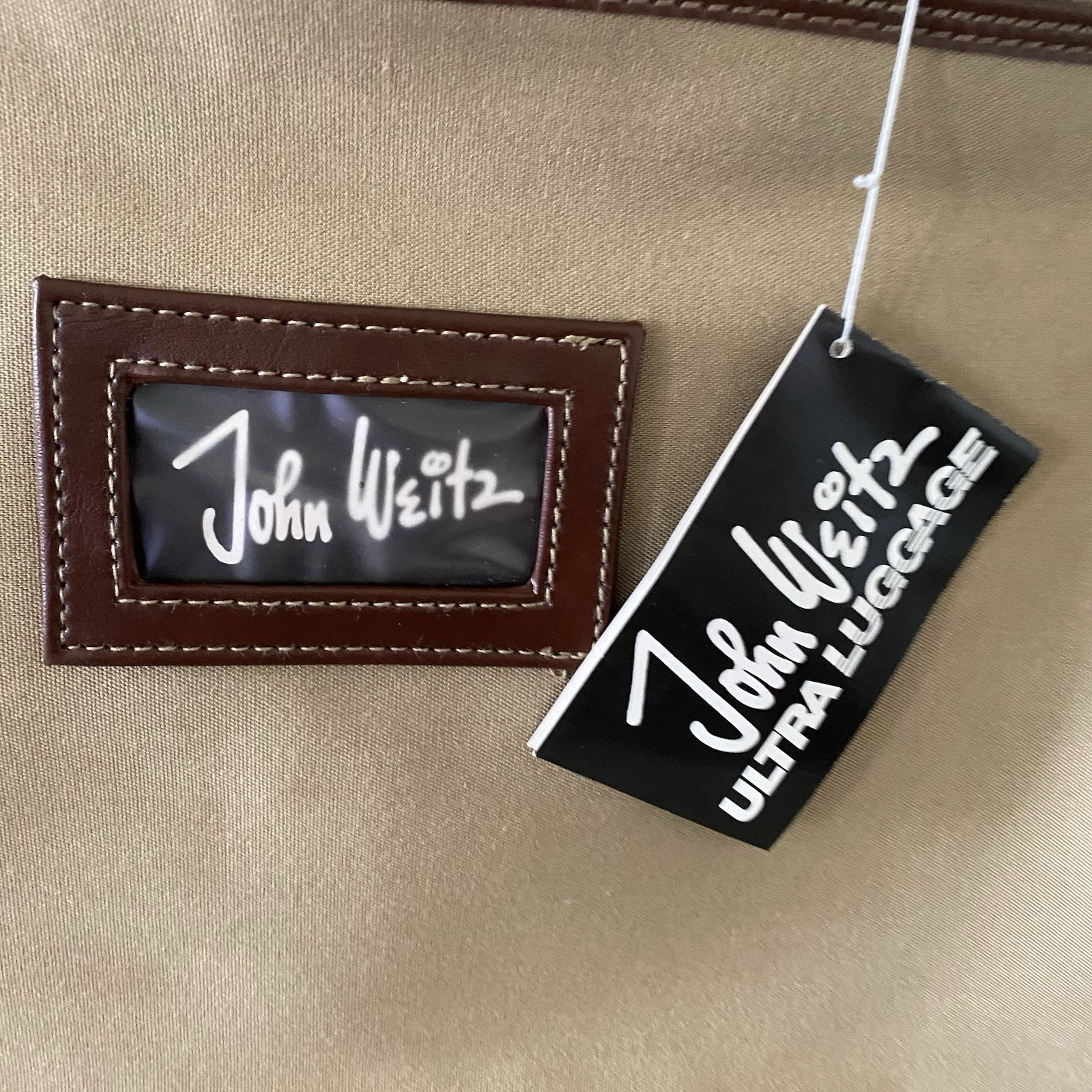 Vintage John Weitz Tan Canvas Messenger Bag Satchel Work Office Academia Preppy