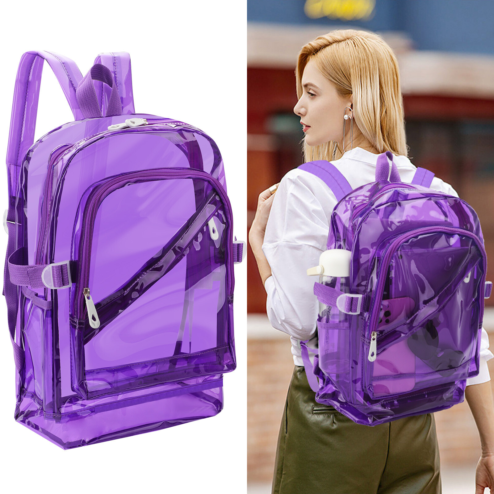 Clear Backpack Waterproof School Transparent Bag with Adjustable Shoulder Strap