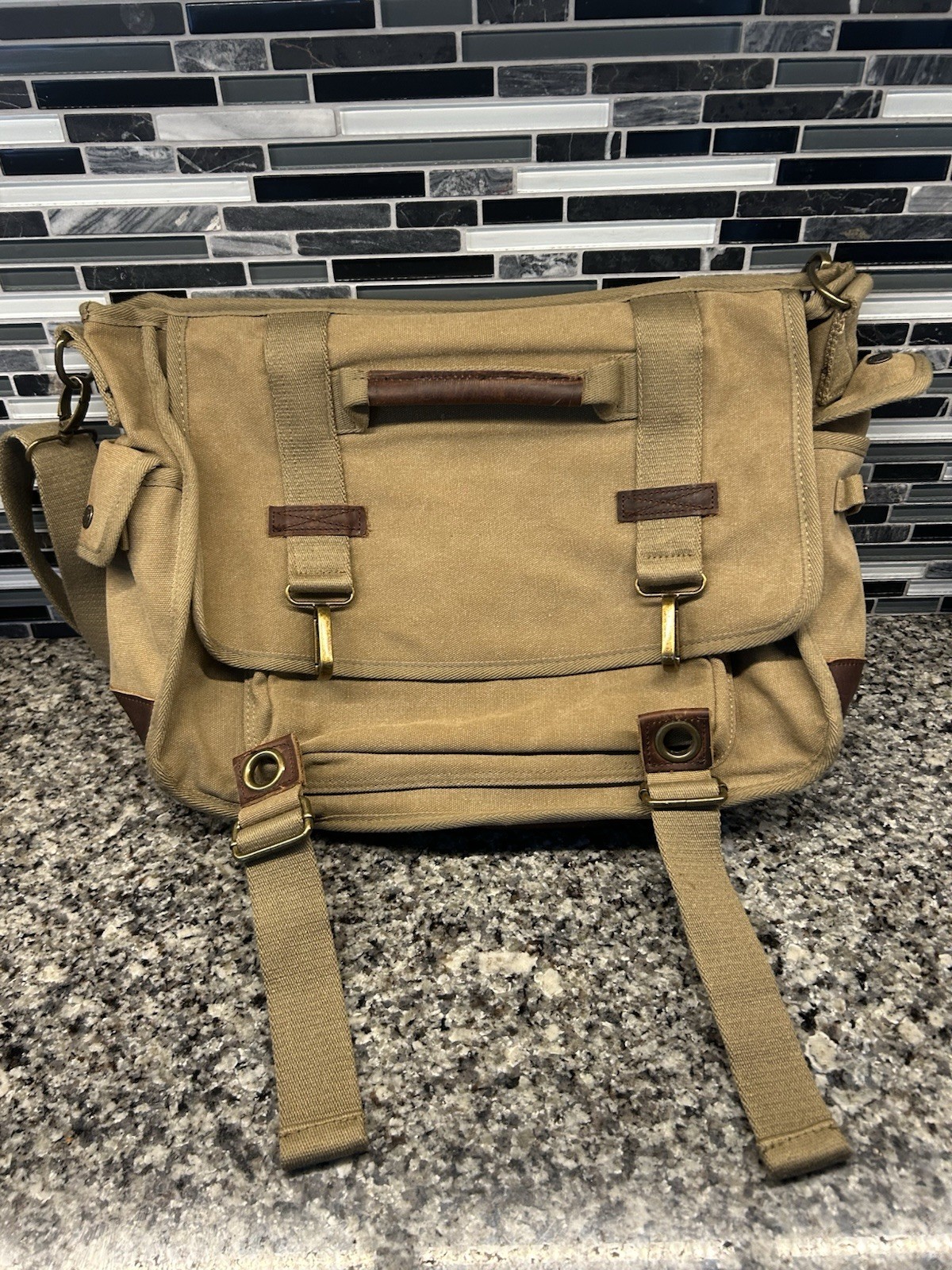 A. Kurtz Messenger BagLarge Khaki Tan Canvas Crossbody Field Standard Issue
