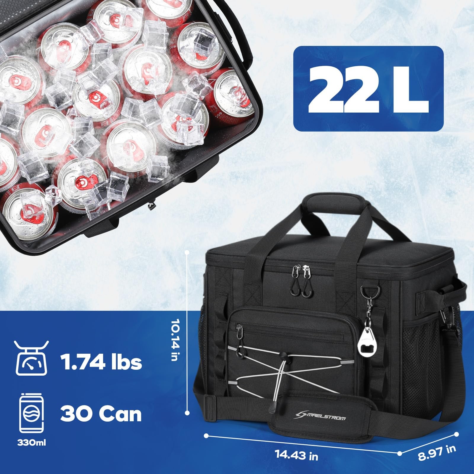 Soft Sided Cooler Bag, 30/40 Can Collapsible Insulated Ice Chest, Large Leakp…