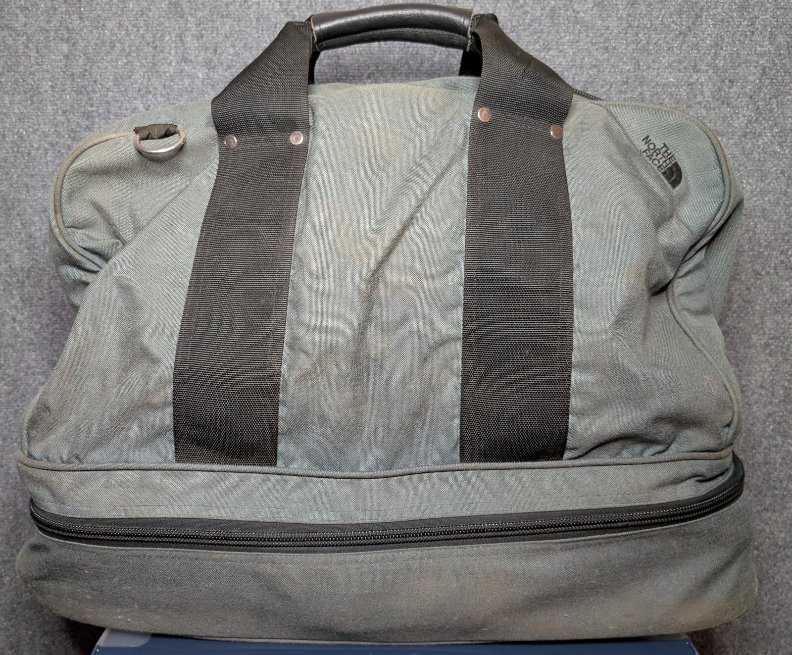 Vintage The North Face Canvas Duffel Bag Gray 26″x11.5″x19″ Made In USA No Strap