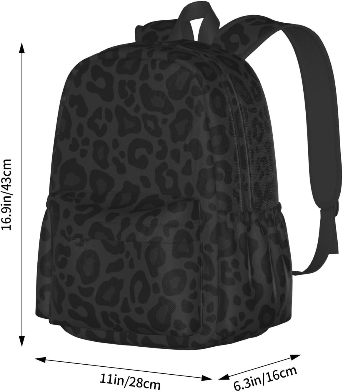 Black Leopard Print Laptop Backpack for Men Women, Cheetah Lightweight Daypack B