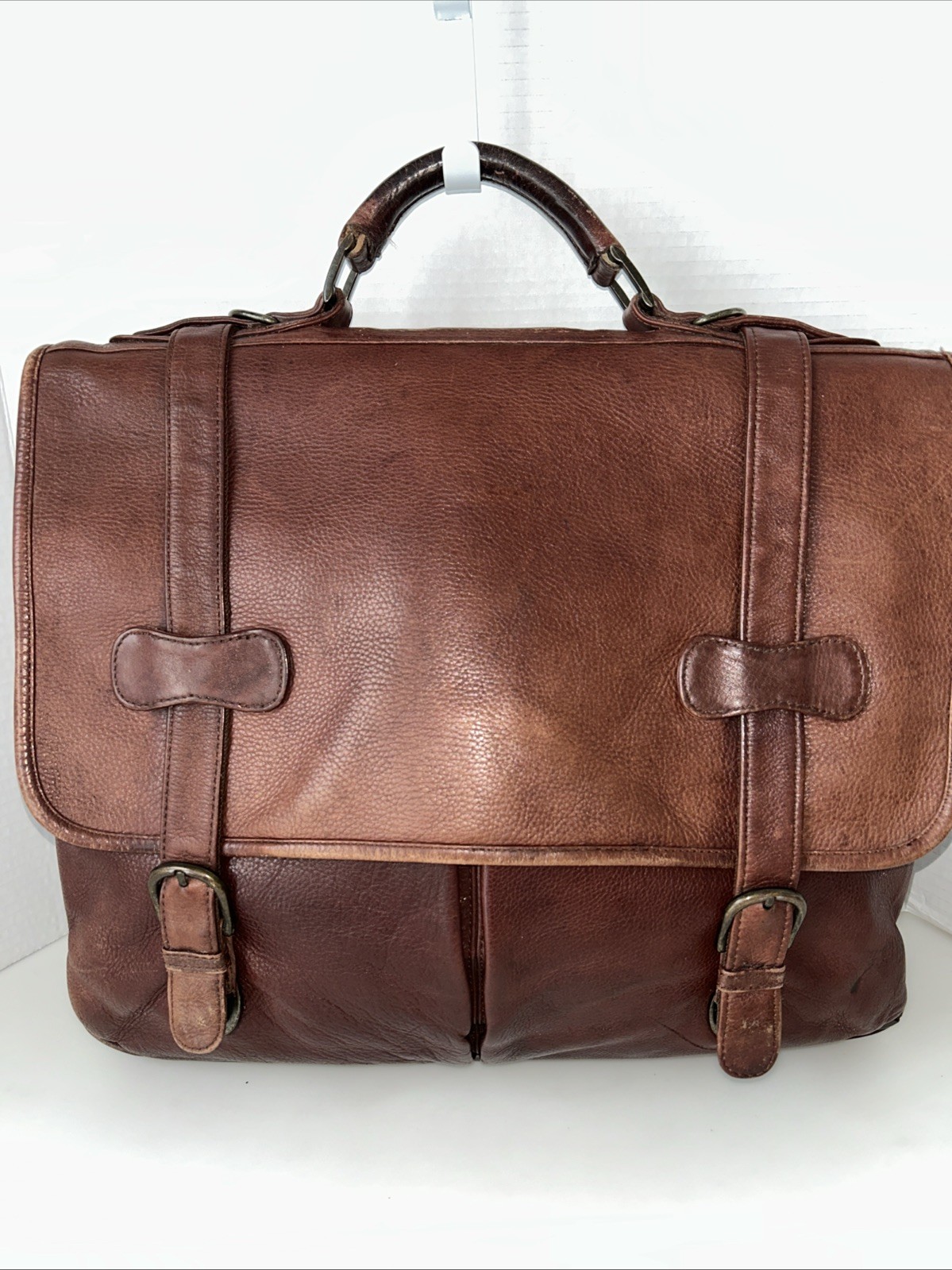 Monarch Luggage Co Bill Black Cow Leather Made India Briefcase 16x12x5 Chocolate
