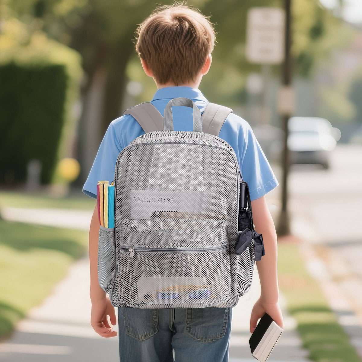 Clear Mesh Backpack Large See Through Laptop School Bag For Students Men Women
