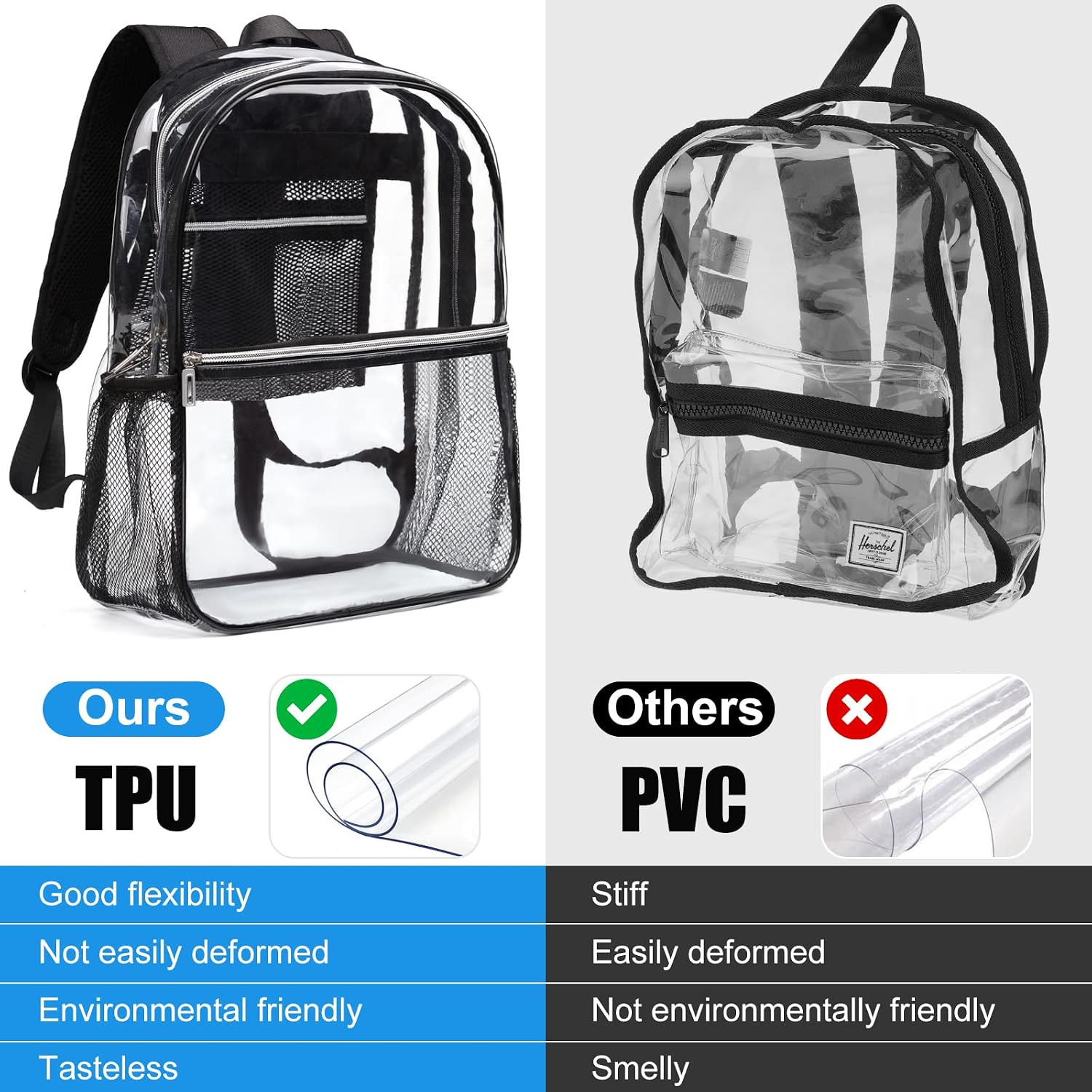 Clear Backpack Heavy Duty Large TPU Transparent Backpacks See Through Backpacks