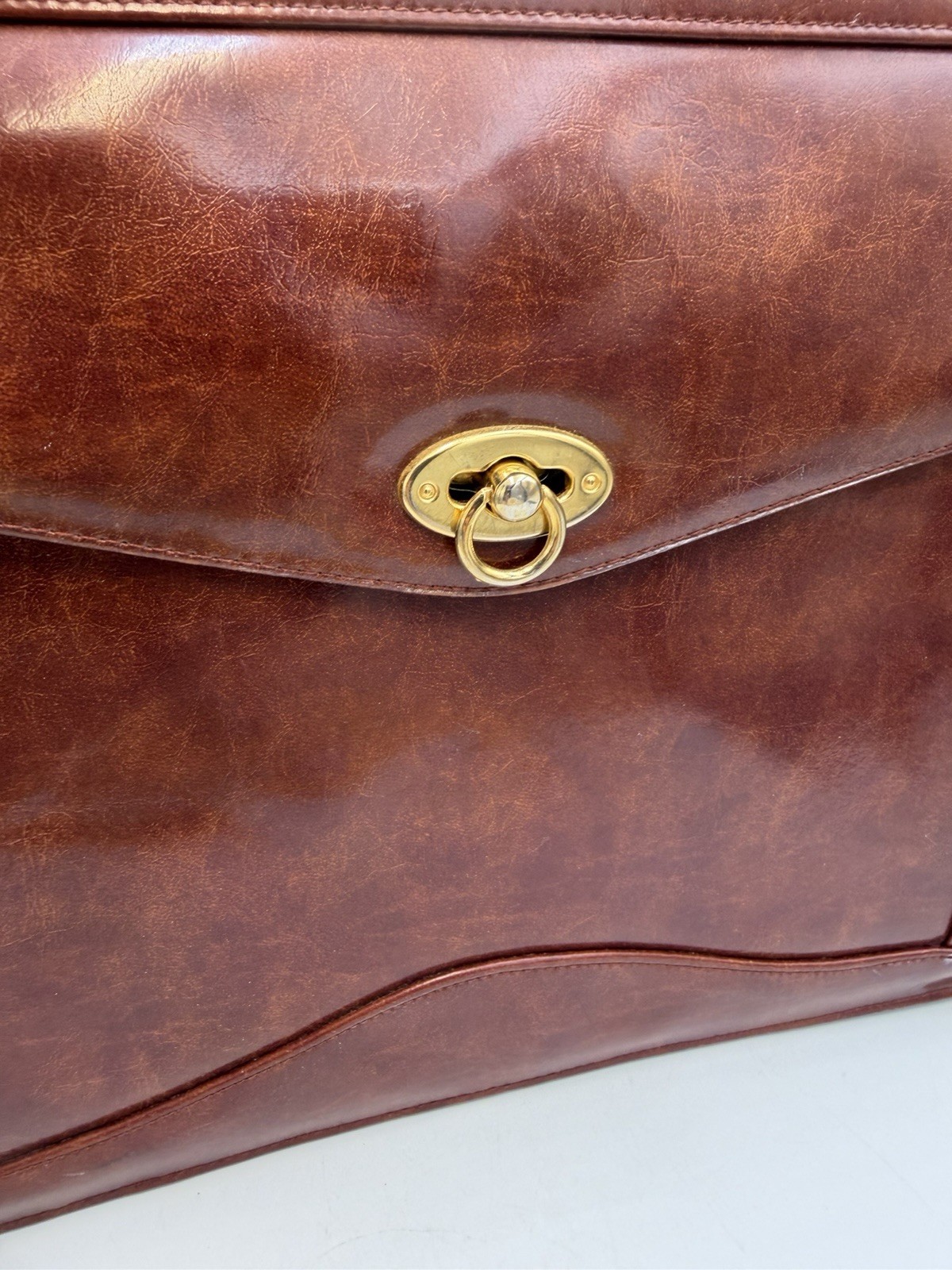 Brown Vintage Jackson Leather Briefcase Bag Double Top Handles