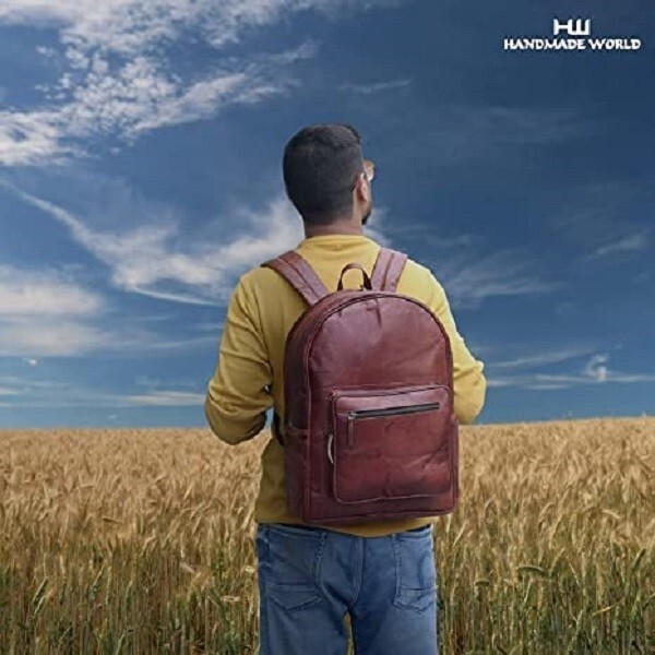 Brown Leather Backpack Multi Pockets – Laptop Bag for Men Women PL1-1.13