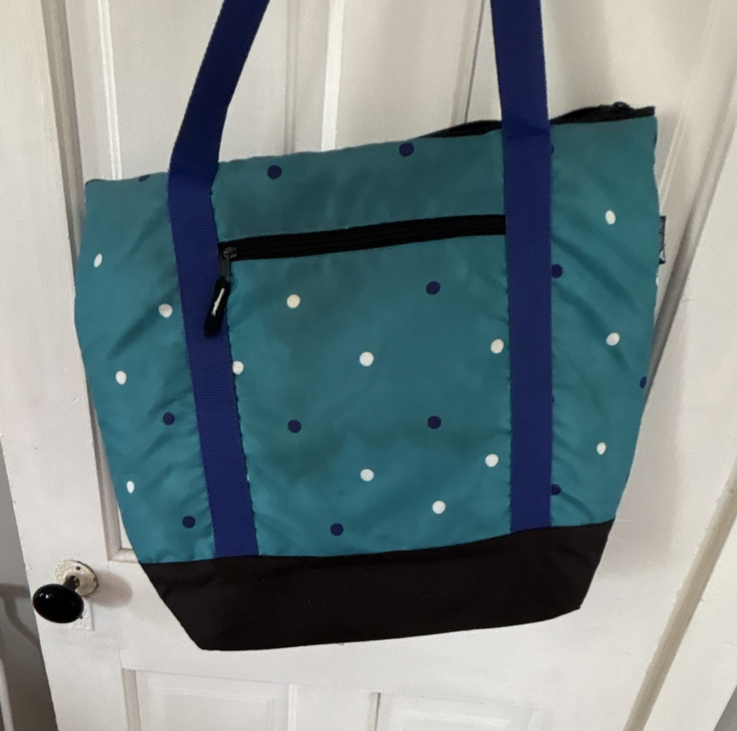 Ozark Trail Polka Dot Tote Bag Teal Blue Shoulder Strap Pockets
