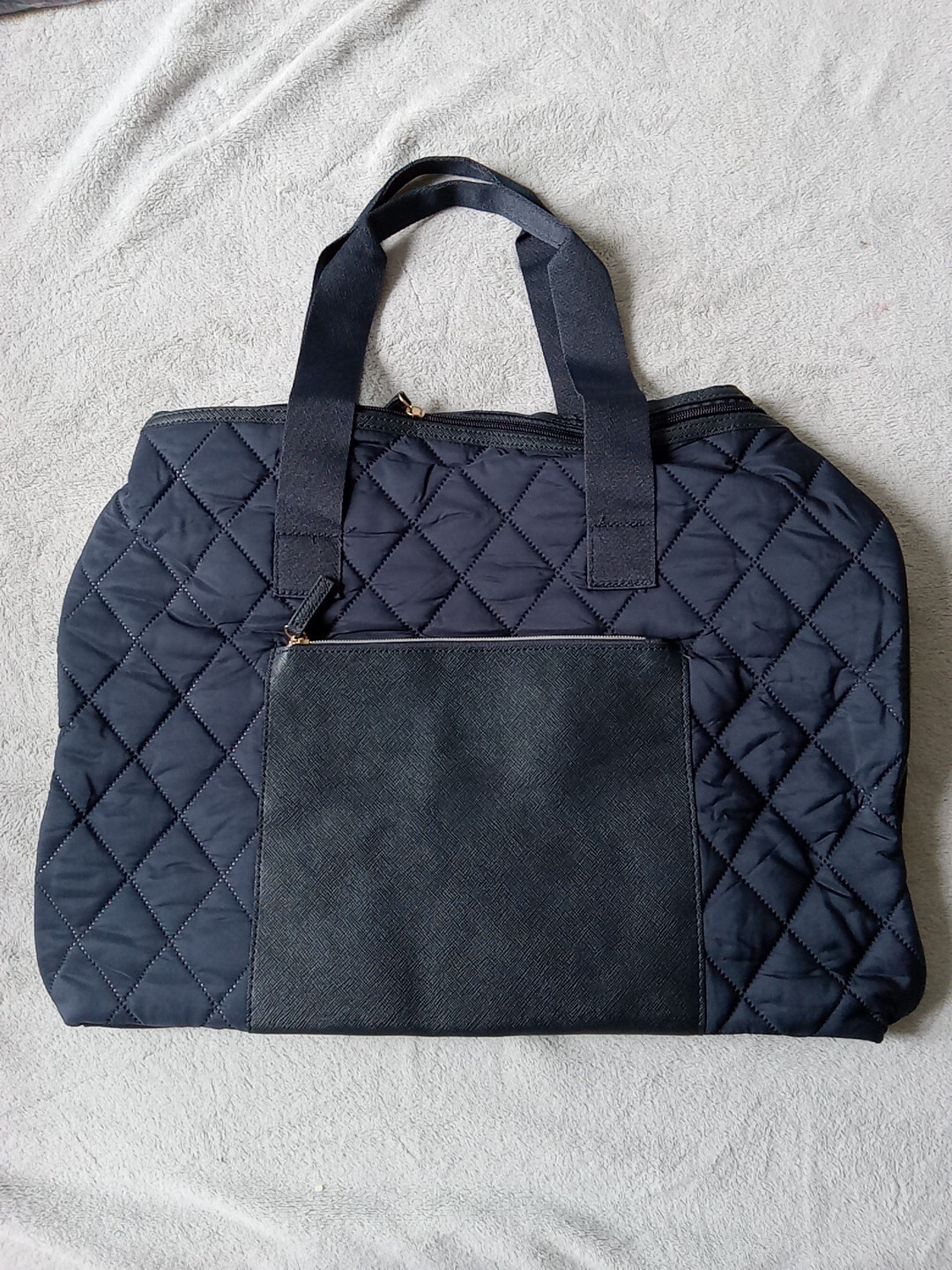 Women DSW Quilted Duffle travel weekender Bag Blue Large Size Zipper