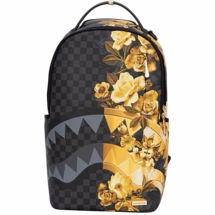 SPRAYGROUND LIMITED EDITION BACKPACK GOLD FLORAL REMIX SHARK ROSES METALLIC NEW