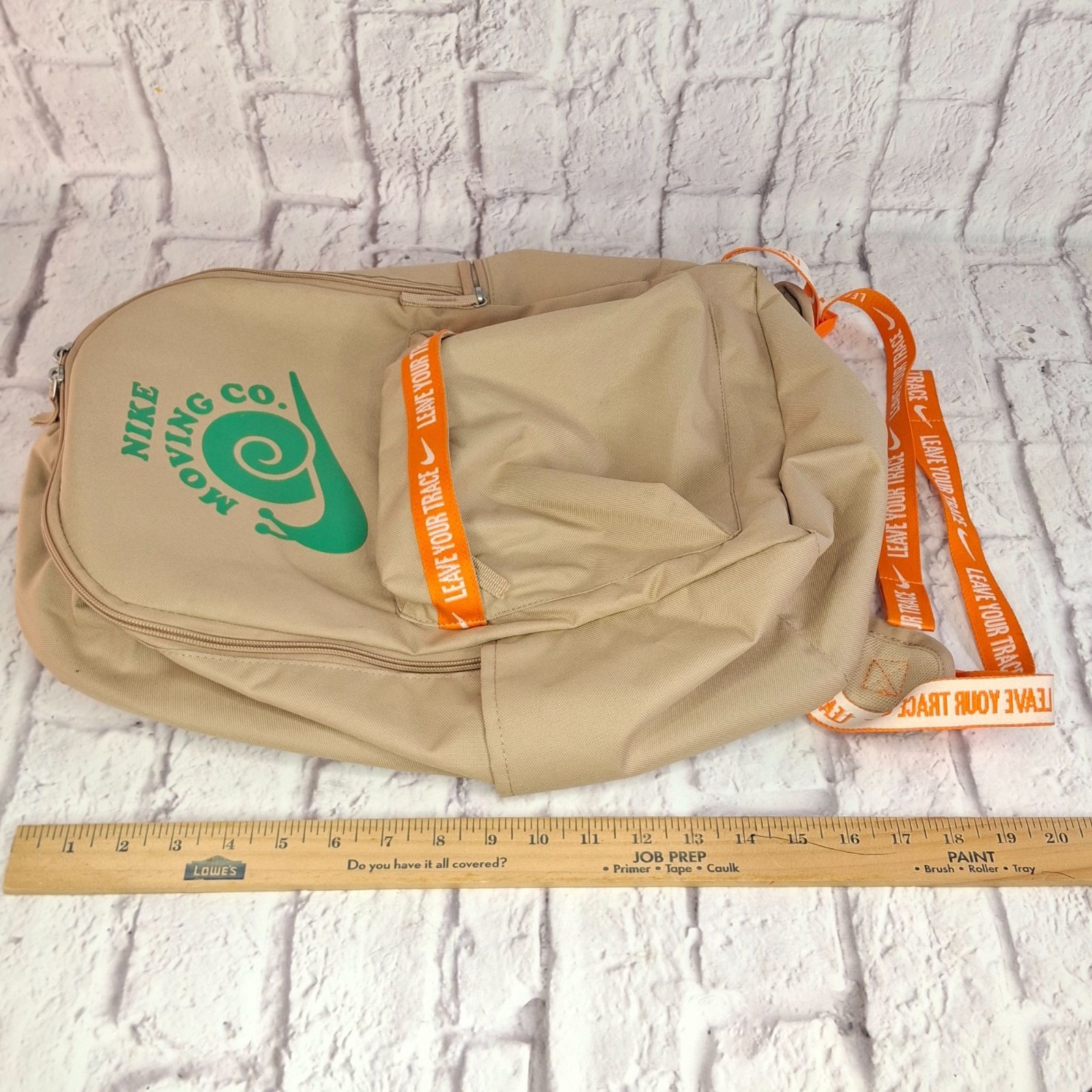 Nike Moving Co Heritage Backpack Hemp Orange Green Leave Your Trace RARE