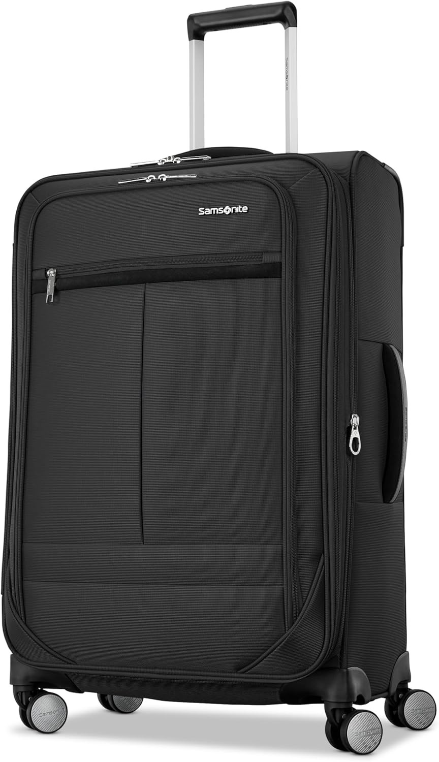 Lightweight 25″ Expandable Suitcase with 360° Spinner Wheels – Black