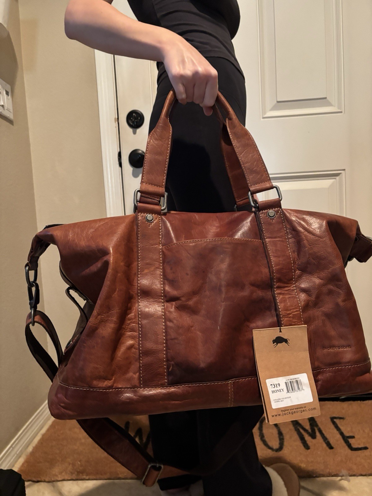 Jack Georges Leather Whiskey Buffalo Duffle #7319 $475 NWT