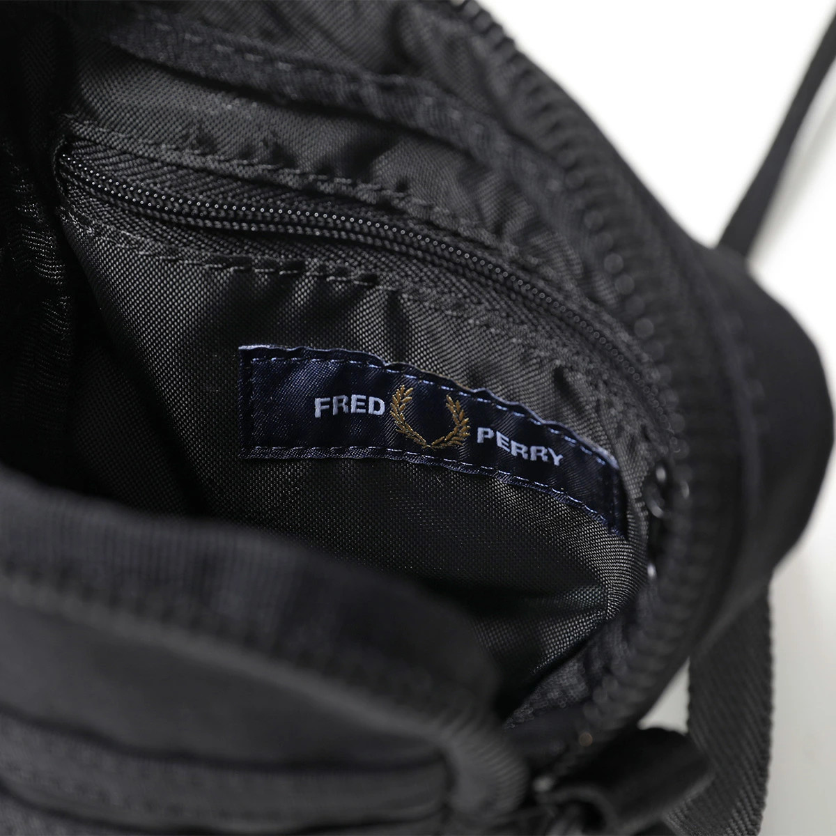 FRED PERRY Nylon Badge Small Side Bag Men’s Laurel Wreath Embroidered Shoulder