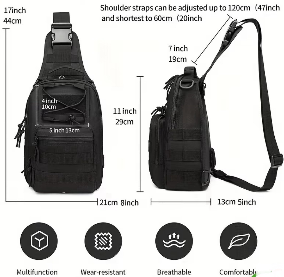 US Multi-Functional Outdoor Sports Small Chest Bag Single Shoulder Crossbody Bag