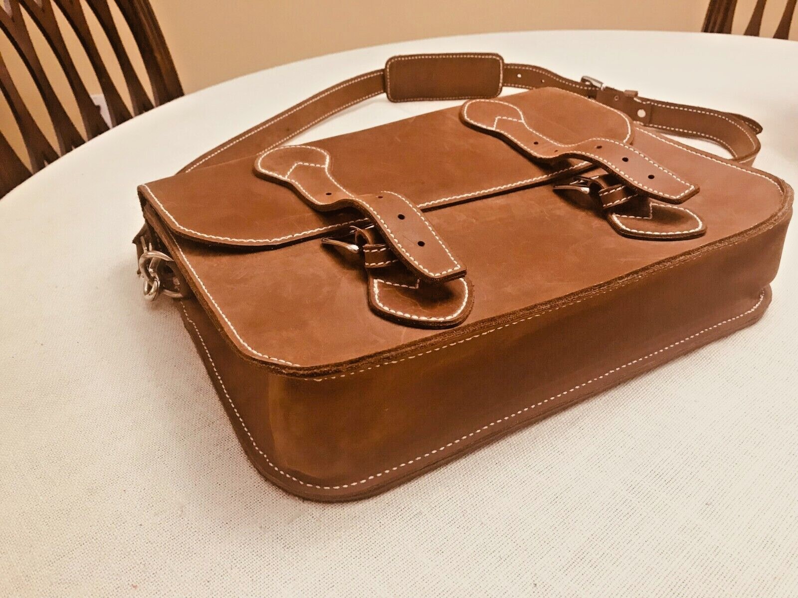 100% Handmade Heavy Saddle Leather Briefcase / Messenger Bag – GERMANY