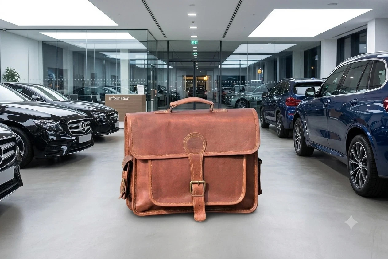 Vintage Brown Genuine Leather Sleek Bag Men’s Laptop Shoulder Satchel