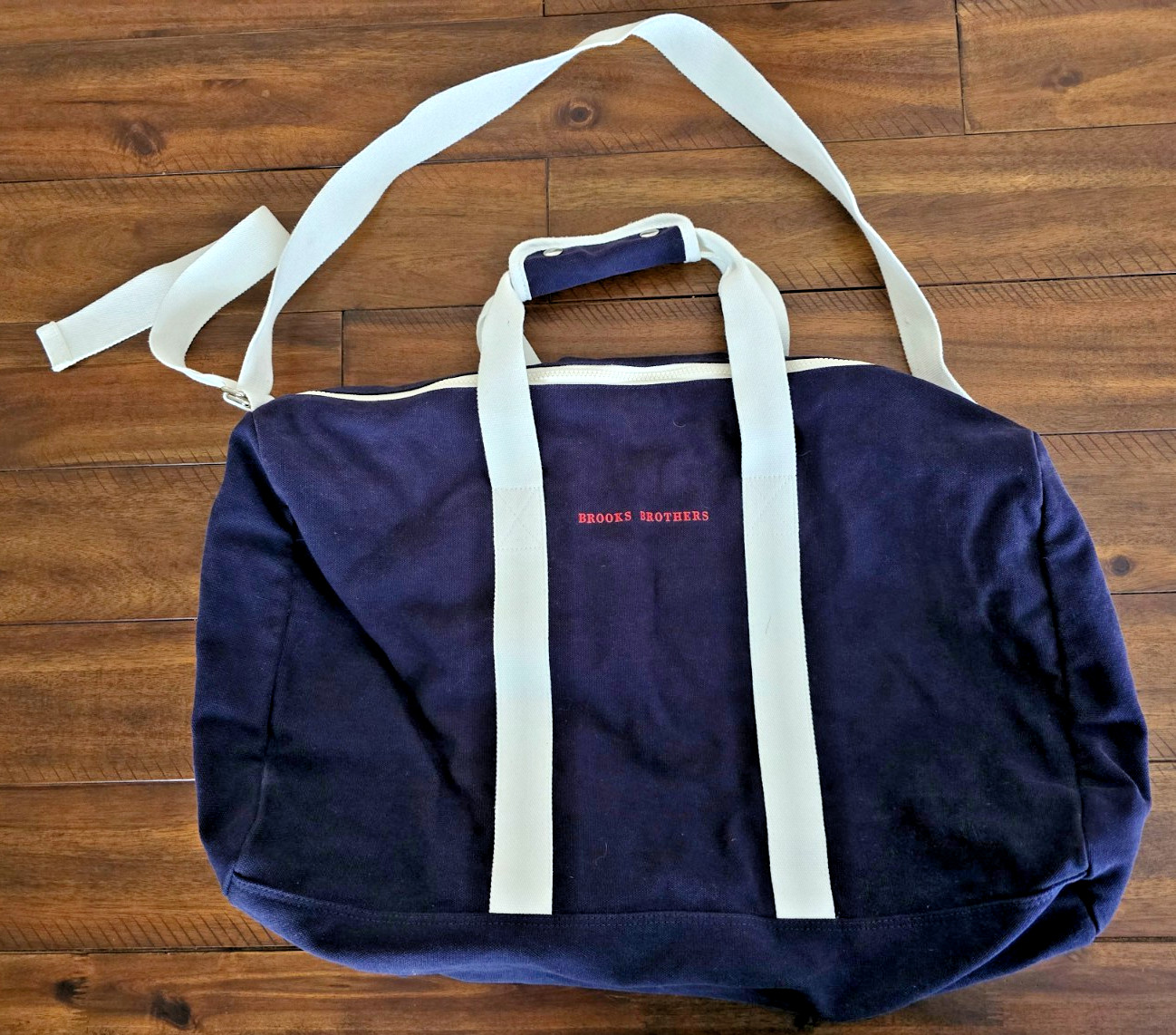 Vintage Brooks Brothers Canvas Cloth Duffle Bag Navy Blue 23 x 8 x 15 Inches GYM