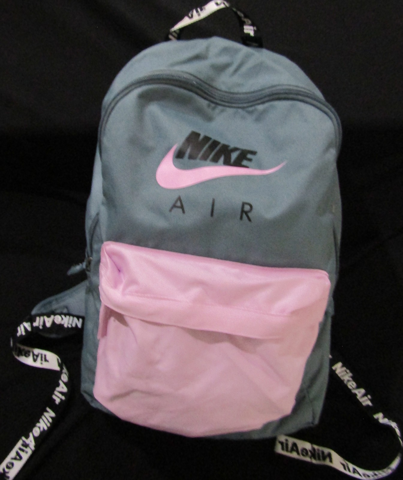 Nike Air Backpack Gray Pink Logo Adjustable Straps School Travel Bookbag Used