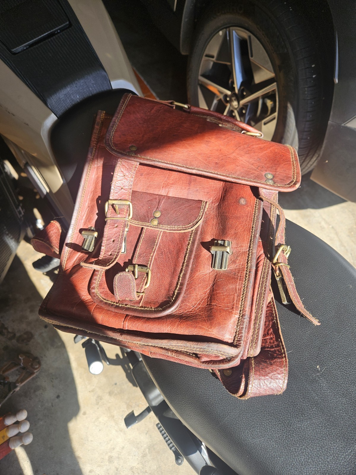 Vintage Handmade Leather Messenger Bag Satchel/Book Style