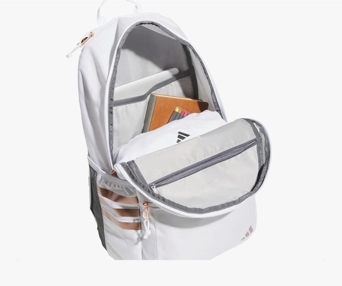 Adidas Classic 3S 5 Backpack, White/Rose Gold School Sports Travel Unisex New