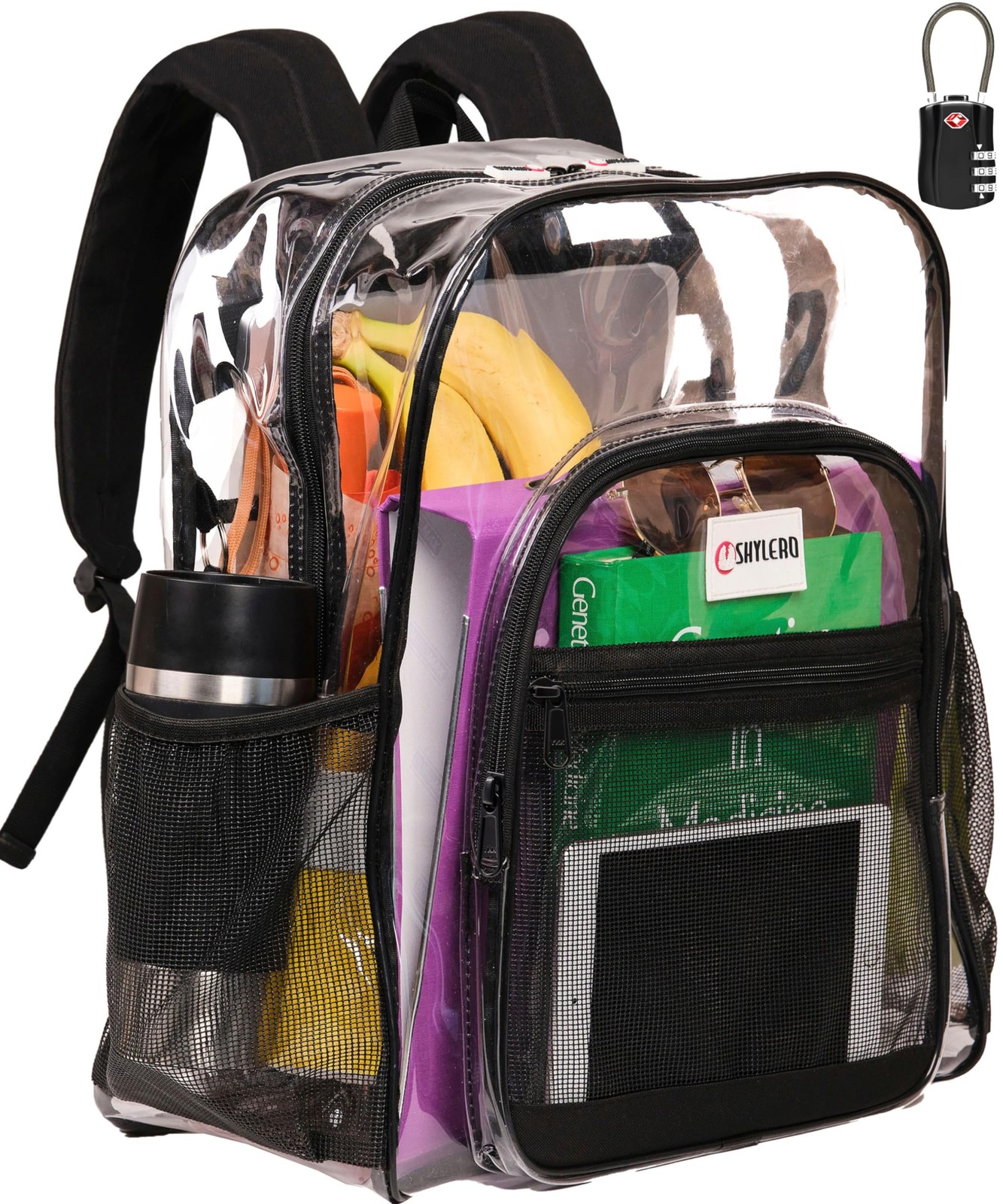 Clear Backpack Heavy Duty has TSA Lock, 2-WAY Zipper. PVC Transparent Backpac…