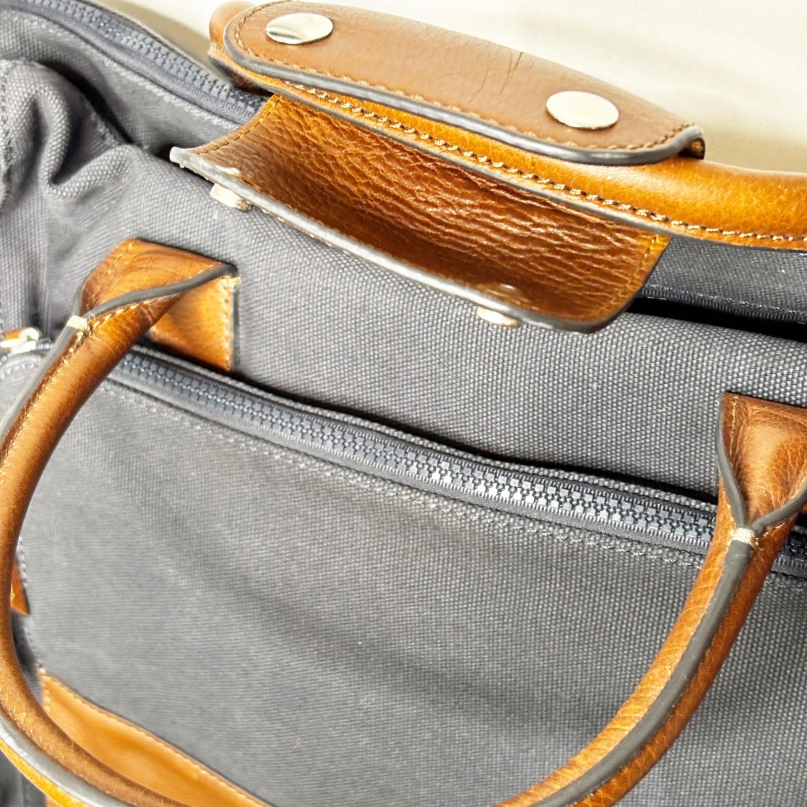 Fossil Estate Canvas Leather Messenger Computer Travel Bag Briefcase Gray Canvas