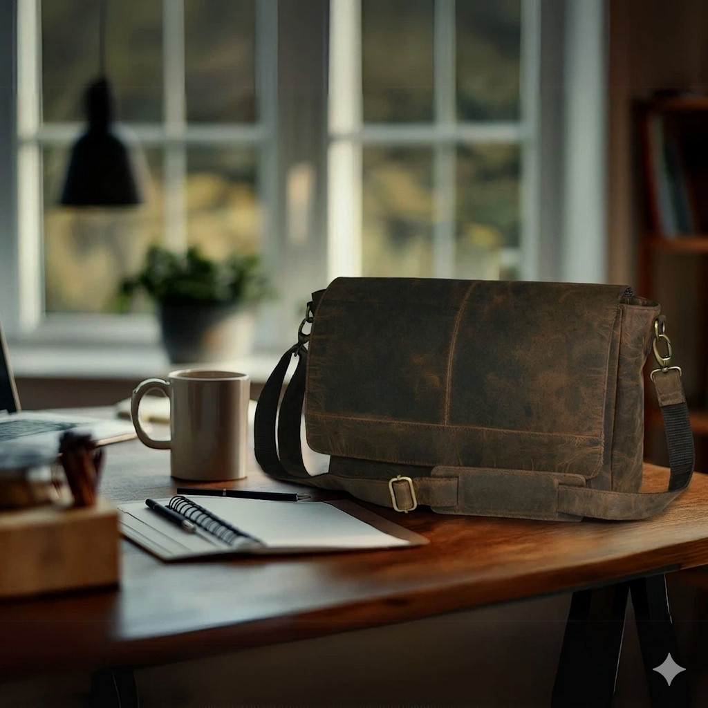 Vintage Handmade Leather Satchel Bag- 15.5 Inch Laptop Messenger Shoulder Bag