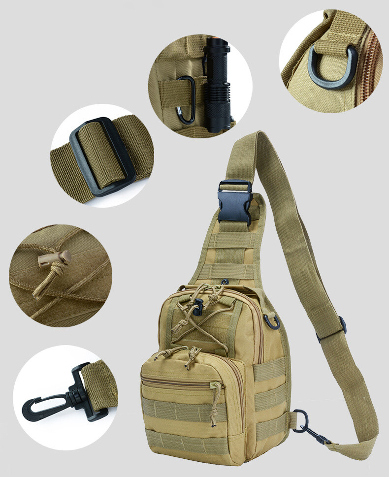 Men Backpack Tactical Sling Bag Chest Shoulder Fanny Pack Cross Body Molle Pouch