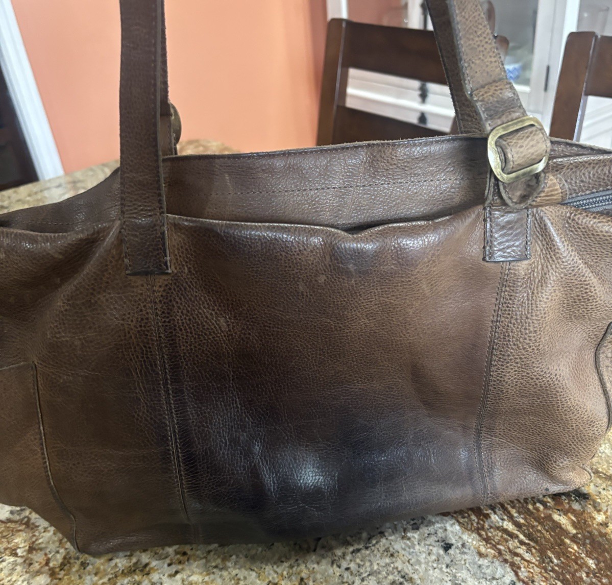 DULUTH TRADING Co. Large Brown Leather Sling Crossbody Shoulder Travel Bag