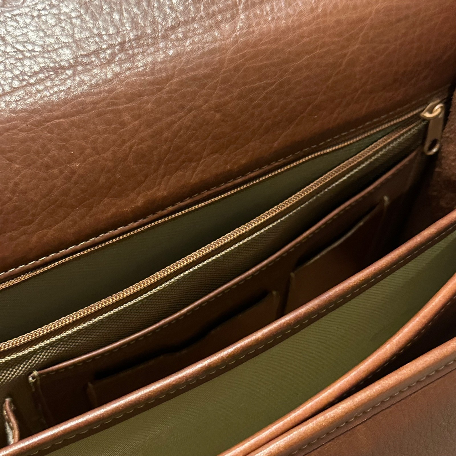 Vintage King Ranch Multi Compartment Leather Brief Case Messenger Bag Structured