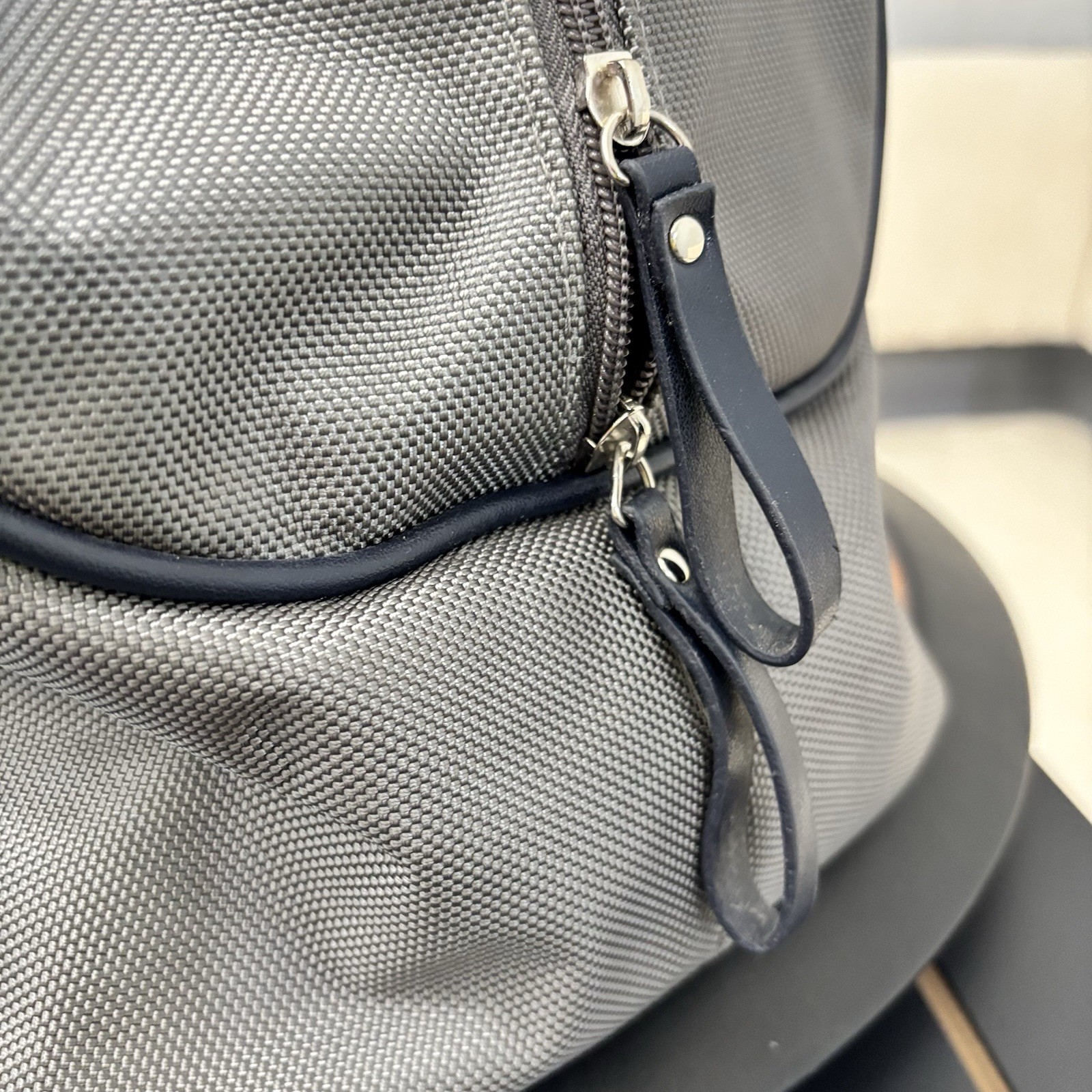 Grey Canvas Weekender Duffle Bag Retro Racing Stripe Travel Overnight Carry On